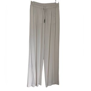 WHITE Women’s Wide Leg Drawstring Elastic Waistband open vents on both legs Sz S